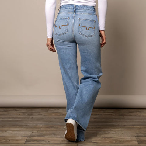 Kimes Ranch women’s Zoey jeans with flattering Western fit and classic denim style, back view.