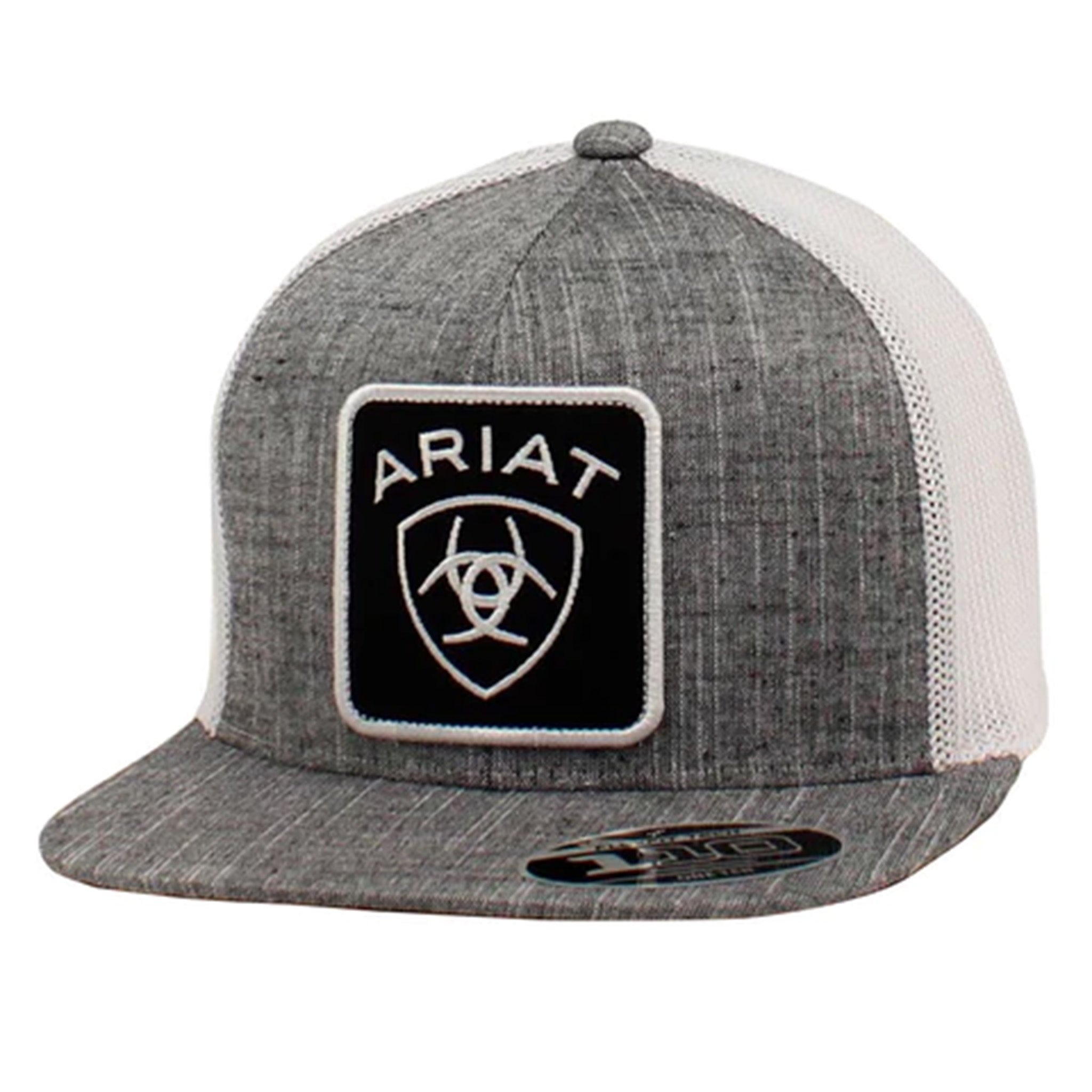 Ariat Unisex Baseball Cap Grey With Offset Logo Mesh Back Snapback Patch Cap Hat