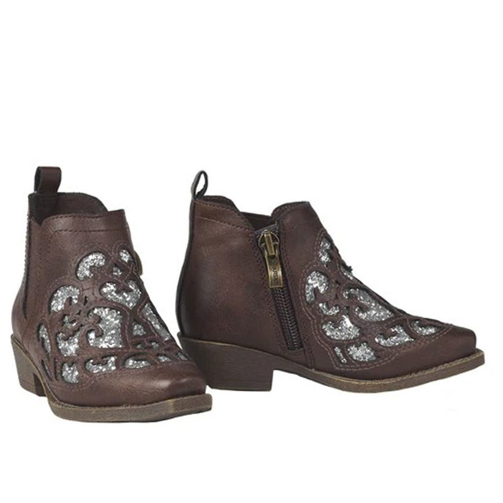 Brown Girls Bootie with Silver Accents