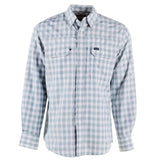 Wrangler Men's Blue and White Checkered Long Sleeve Shirt