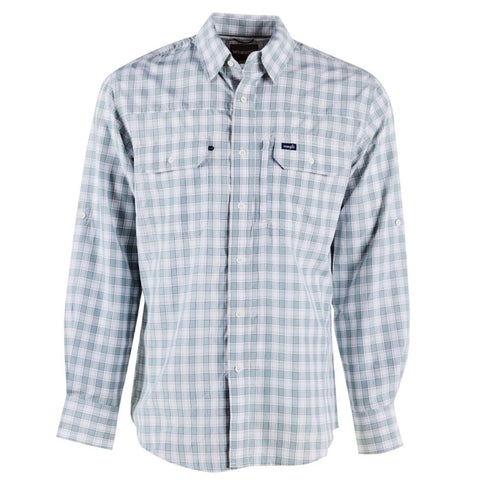 Wrangler Men's Blue and White Checkered Long Sleeve Shirt