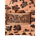 Close up of the Cheetah Purse with Tooled Accent Piece