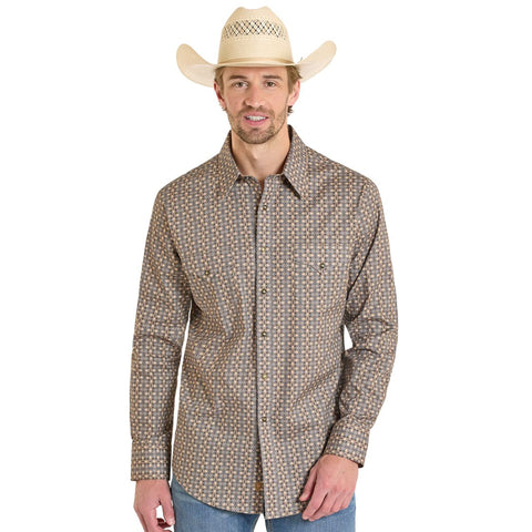 Panhandle Slim Men's Snap Front, Long Sleeve Shirt With Geo Pattern 