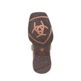 Bottom side view ofAriat Youth Brown Bomber Anthem Square Toe Boots.