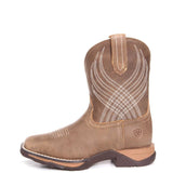 Full side view of Ariat Youth Brown Bomber Anthem Square Toe Boots.