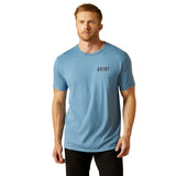 Ariat men's blue blazing saddles tee front with logo