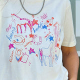 Hand Drawn Equine Art Graphic Tee Close Up
