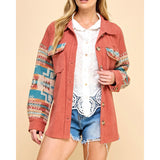Women's Rust & Aztec Contrast Corduroy Shacket