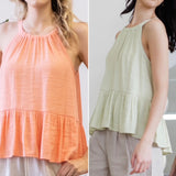 Solid Pleated Tie Tank