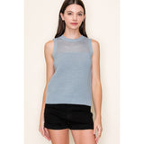 Dusty Blue Pointelle Sweater Vest