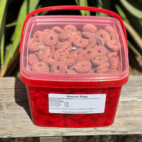 Beetroot ring horse treats.