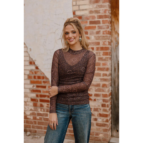 Bronze Tooling Long Sleeve Mesh Shirt