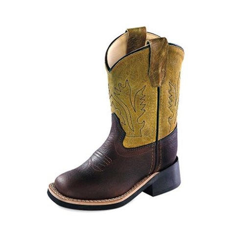 Old West Yellow Toddler Broad Square Toe Cowboy Western Boots