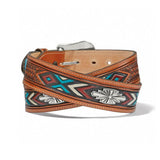 Justin Men's Tan Basket Weave Aztec Belt