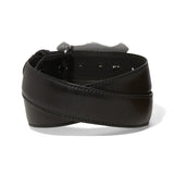 Black latigo leather belt with engraved longhorn buckle Back View