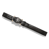 Black latigo leather belt with engraved longhorn buckle Flat View