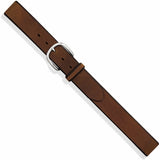 Plain brown harness leather belt with silver buckle Flat View