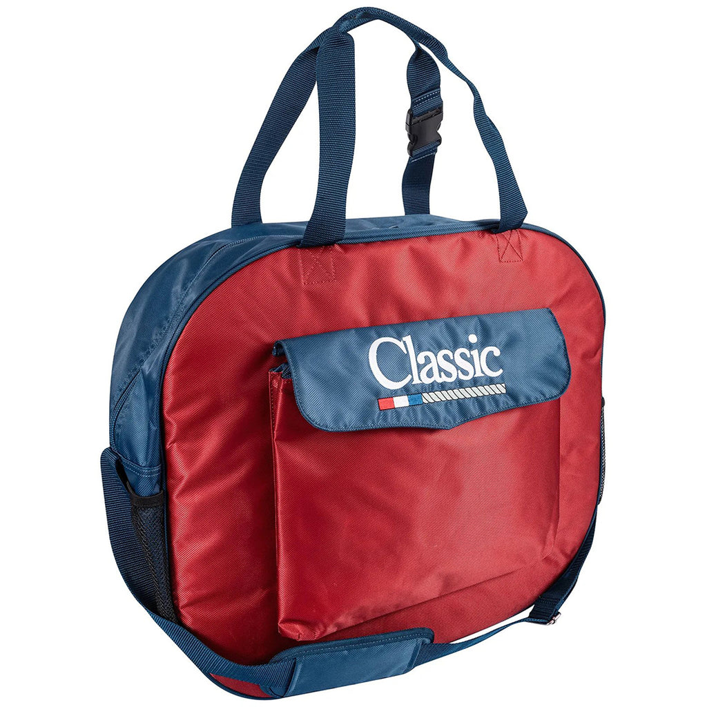 Red and Navy rope bag with white classic logo on a white background.