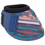 Multicolored pueblo aztec bell boot on white background.