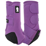 Pair of Violet Legacy 2 front support boots on a white back ground.