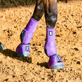 Violet legacy2 support boots on a horse paired with violet bell boots.