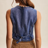 Denim Scallop Edge Vest