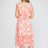 She +Sky Women's Floral Print Ruffle Dress