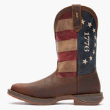Toe to Heel side view of Durango Men's Rebel America 250 Flag Western Boots