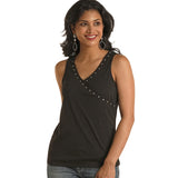 Women's Black Studded Tank -Shirt is sewn different need picture