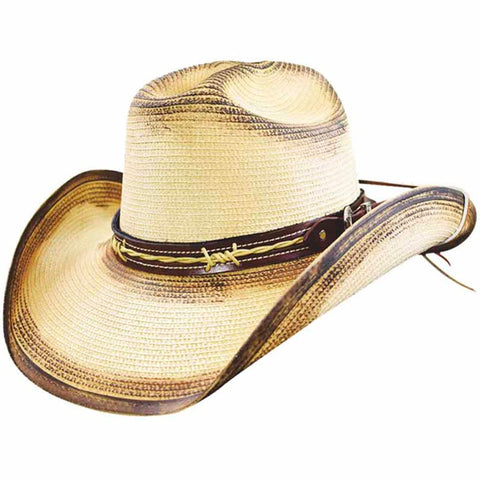 Dallas Hat Co Douglas Straw Hat W/Barbwire Hat Band