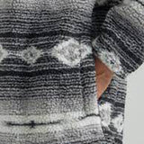 Wrangler Men's Navy and Gray Aztec Sherpa
