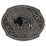 Buffalo Roam Buckle in Silver and Black