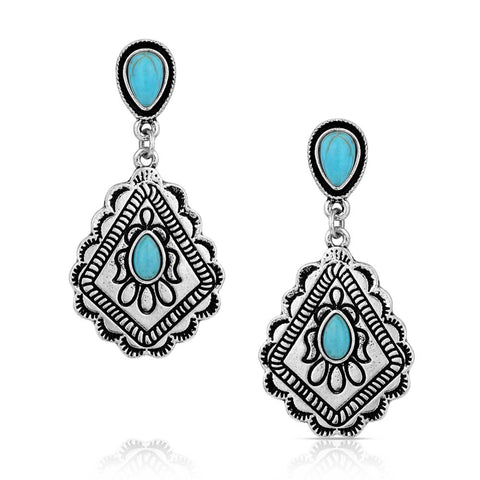 Full view of Montana Silversmiths Say No More Turquoise Earrings 
