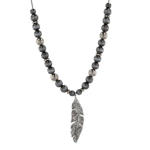 Close up view of Montana Silversmiths Midnight Flight Beaded Bolo Necklace 
