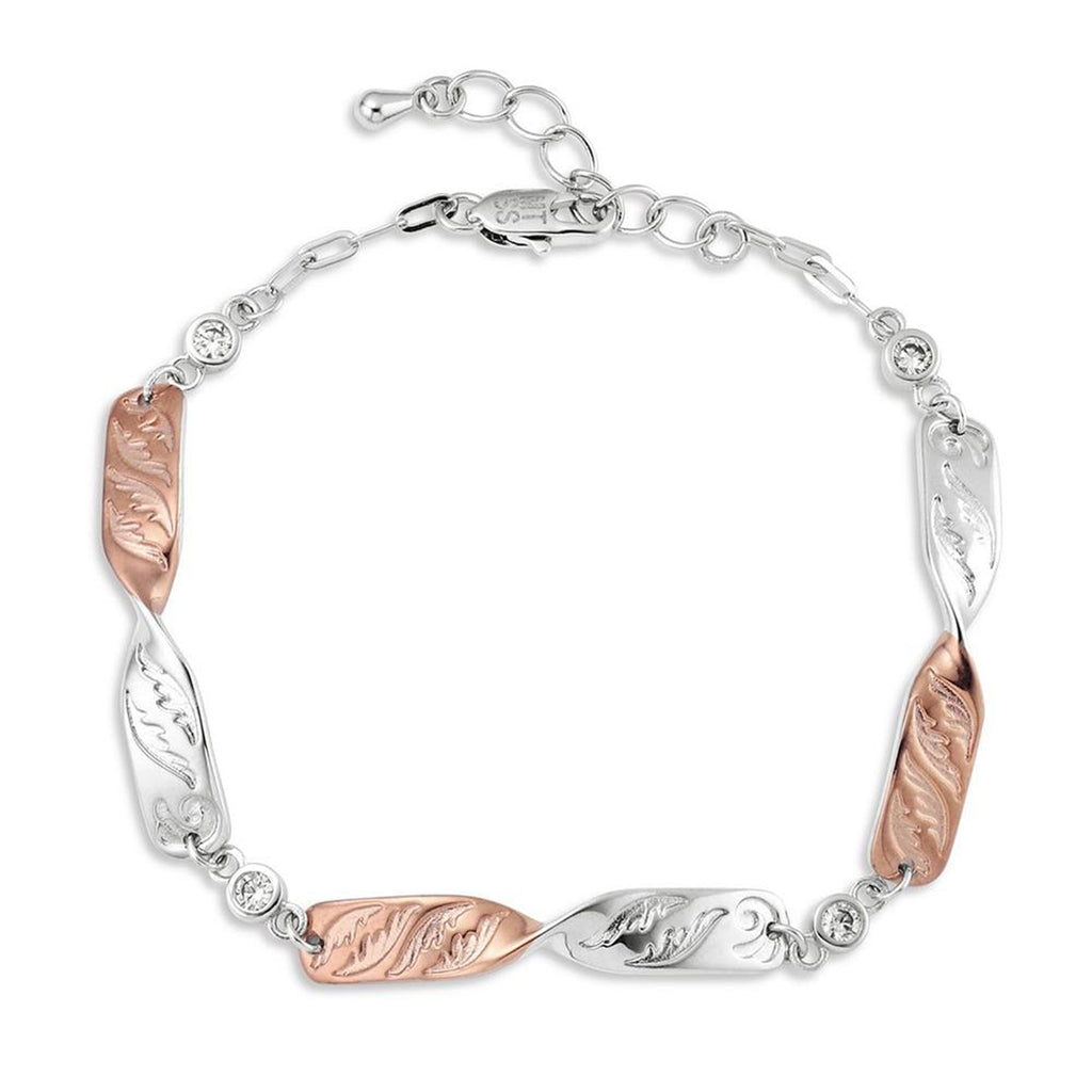 Full view of Montana Silversmiths Silver & Copper Flatland Twist Bracelet