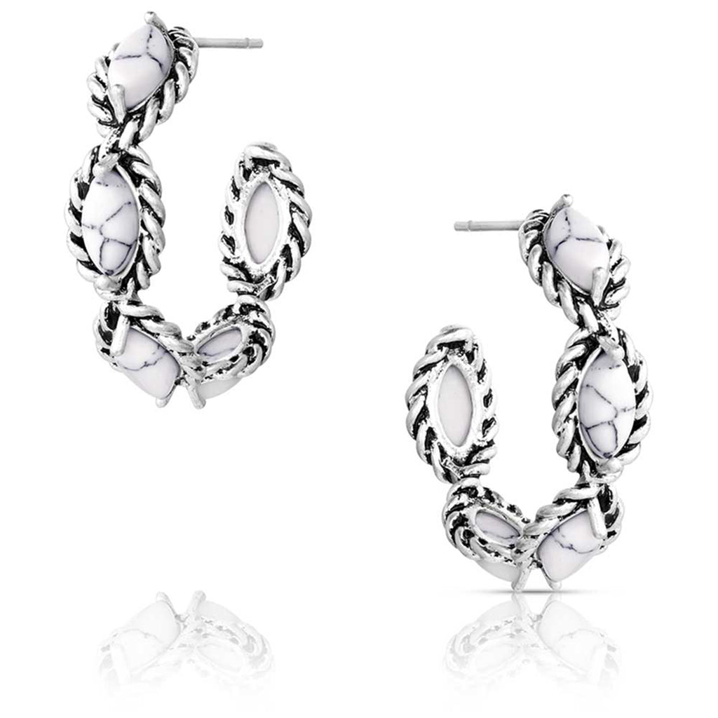 Close up view of Montana Silversmiths White Broken Halo Earrings 