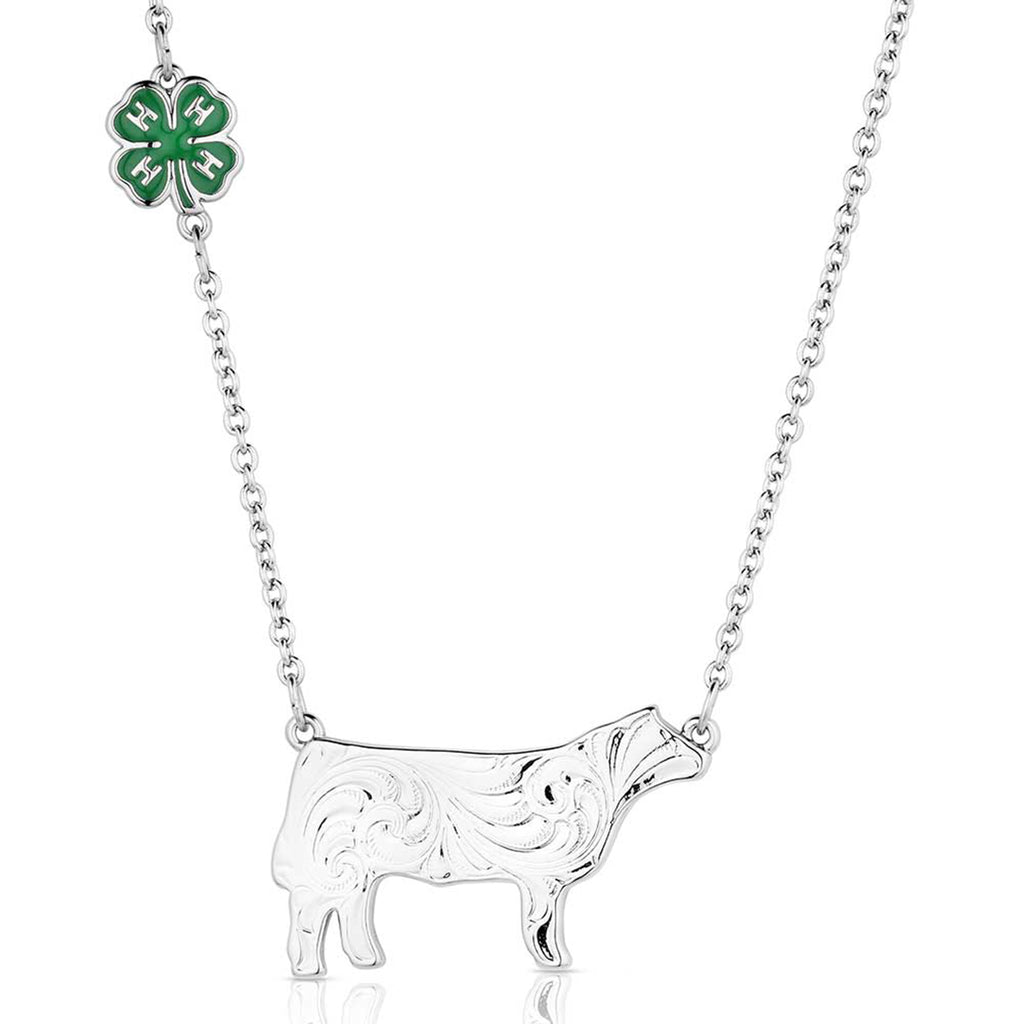 Close up view of Montana Silversmiths 4-H Show Steer Necklace 
