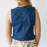 Back view of denim vest
