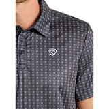 Rock & Roll Cowboy Men's Black Geo Print Polo