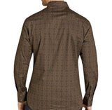 Back side view of the shirt, features a single point western yoke. 