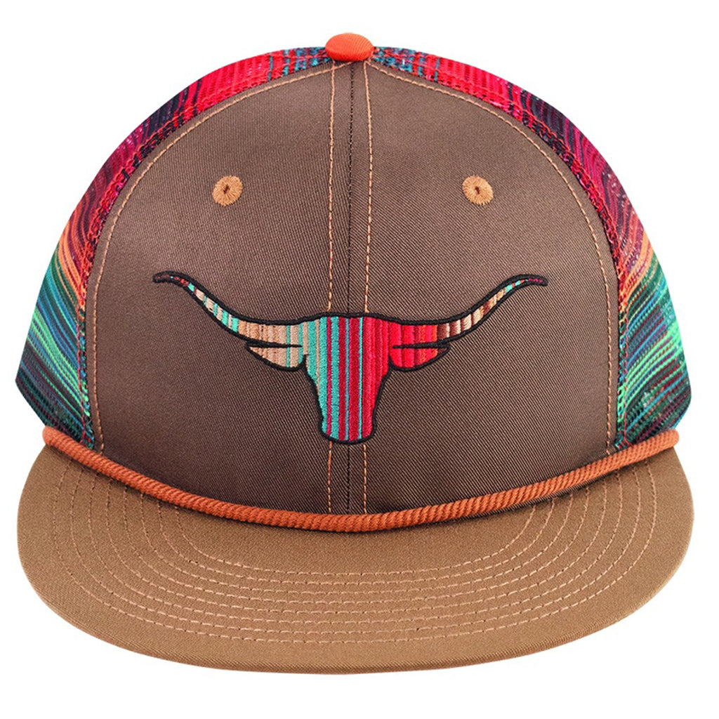 Front side view of serape steerhead cap.