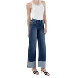 Side profile of LV1664 jeans showing high-rise waist and relaxed wide leg silhouette