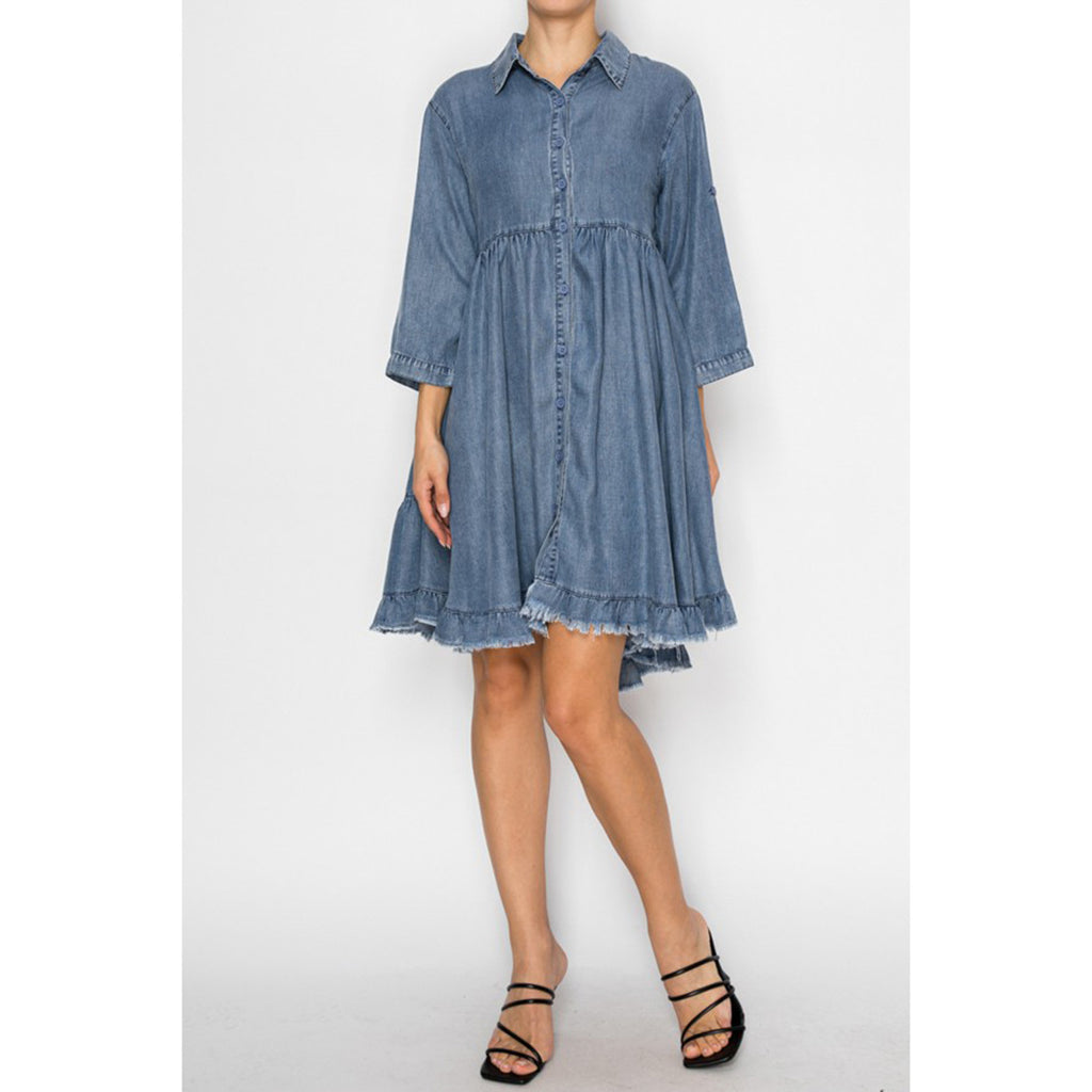 SW Chambray Flowy Dress – Soft Denim Women's Style