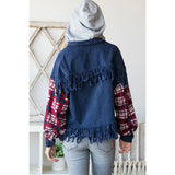 Oli & Hali Plaid Sleeve Fray Jacket