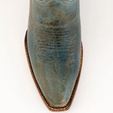 Women's Distressed Teal with Cream Top V Toe Boots