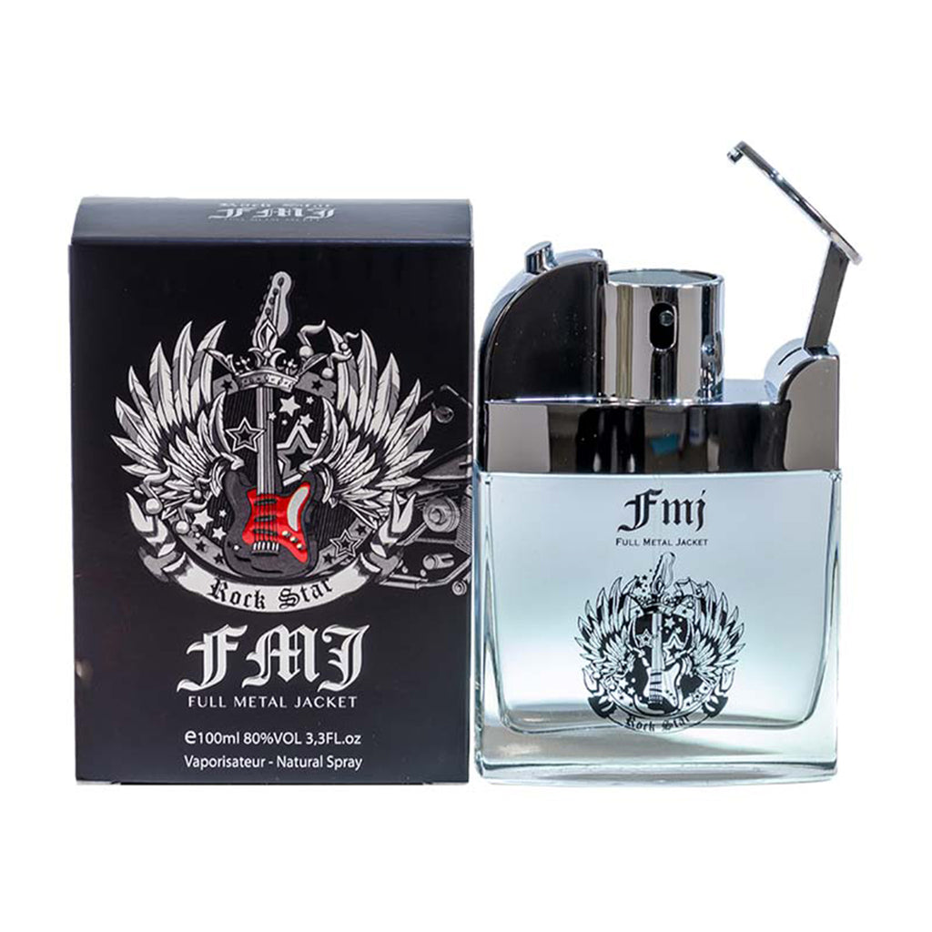 Full Metal Jacket Rock Star Cologne bottle with rugged Western label and bold red branding by Diamond O Fragrances