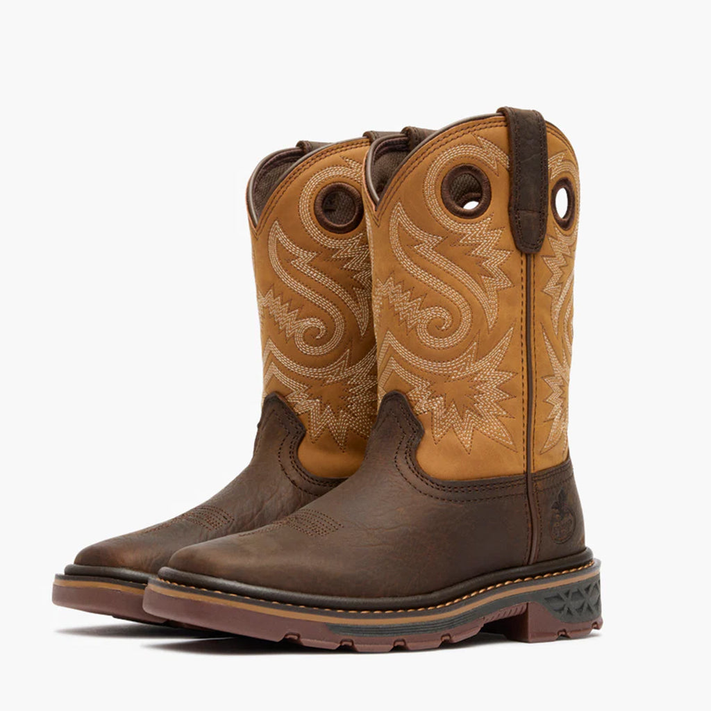 Front and side view of Kid's Rust & Brown Carbo-Tec Boots.