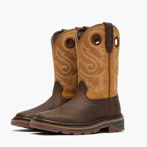 Front and side view of Kid's Rust & Brown Carbo-Tec Boots.