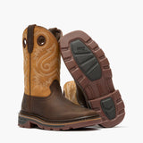 Front and bottom view of Kid's Rust & Brown Carbo-Tec Boots.