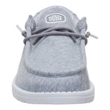 Front side view of grey wally jersey shoe.
